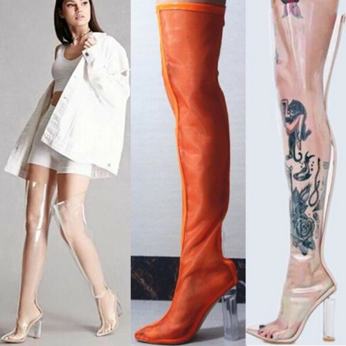 transparent thigh high boots
